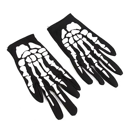 Produktbild: VALICLUD 1 Paar Schweißableitende Handschuhe Halloween-Skelett-Handschuhe Halloween-Handschuhe Handschuhe aus Schädelknochen Halloween-Requisiten Vollfingerhandschuhe voller Finger