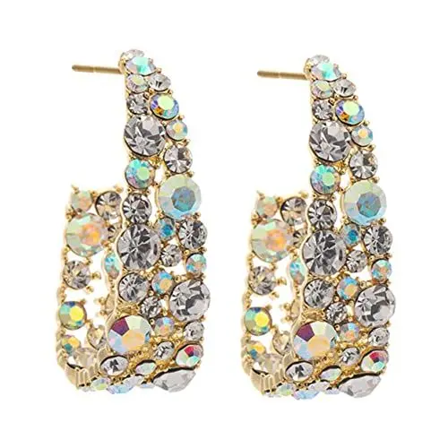 Produktbild: VALICLUD 1 Paar c-förmige Diamantohrringe Ohrringe für Modeschmuck Silberschmuck Piercing-Schmuck weihnachtsgeschenke weihnachts präsente Statement-Ohrringe Strass Creolen Ohrringe Kupfer