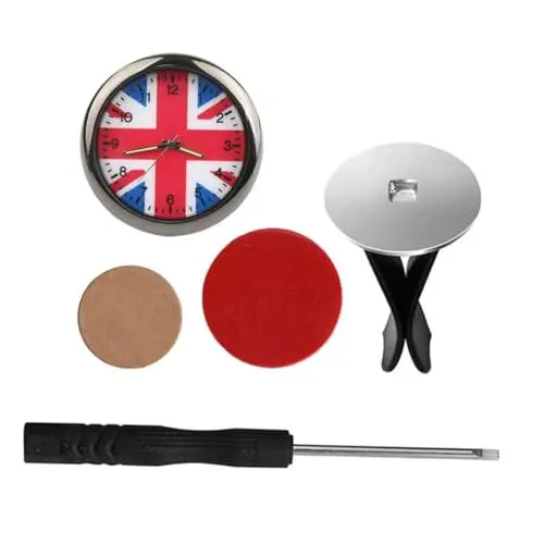 Produktbild: VALICLUD 1 Satz Auto Uhr Autodekoration Dekoration Union Jack Uhr Auto Wecker Kleine Uhr Fürs Auto Metallbesatz Digitales Dashboard Edelstahluhr Kfz-uhr Mini-uhr Rostfreier Stahl Umrüsten