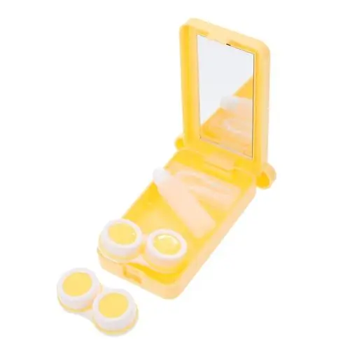 Produktbild: VALICLUD 1 Satz Begleitbox für Kontaktlinsen Kontakte Objektivorganisator Kontaktinhaber Blau Mini kleines Etui für Objektiv Kleine Aufbewahrungsboxen mit Deckel Reiseobjektiv Glas Gelb