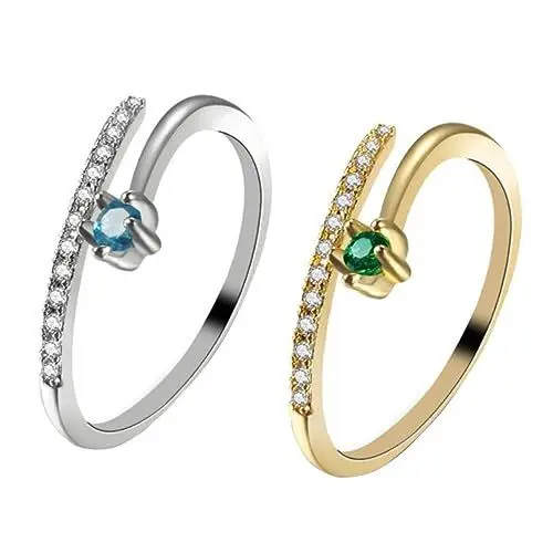 Produktbild: VALICLUD 1 Satz Paar Ring Offener Bandring Zirkonia-ring Titanring Exquisiter Fingerring Liebhaber Offener Ring Einfacher Ring Zarter Ring Zirkon Eingelegter Ring Zirkonring Kupfer Weiß 2st