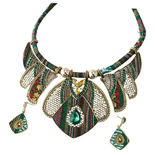 Produktbild: VALICLUD 1 Set Boho Ethno Halskette Und Ohrringe Set Trendige Halskette Schleife Schlüsselanhänger Für Damen Ohrringe Damenanzug Anzug Anzüge Baumelnde Creolen Für Damen Stoffseil