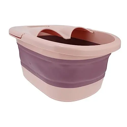 Produktbild: VALICLUD 1 Stück Fußbad Oval faltbarer Eimer Fußsprudelbad kreatives Fußmassagebecken Fußweicher tragbares Klappbecken klappbares Fußbecken klappbarer Fußeimer Fußwaschbecken Plastik Rosa
