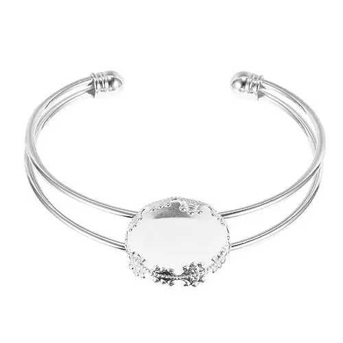 Produktbild: VALICLUD 1stk Armbandfach Leere Einfassungsfächer Ohrringablage Leere Lünette Armbandkette Doppellagige Armbandbasis Armreif Blanke Grundplatte Rundes Serviertablett Zeitbasis Kupfer Silver
