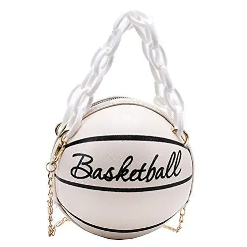 Produktbild: VALICLUD 1stk Basketballtasche Frauen Reißverschlusstasche Handy-crossbody-geldbörse Runde Taschen Für Frauen Umhängetasche Mit Kette Für Neuartige Geldbörse Weiß Bote Reisetasche Fräulein