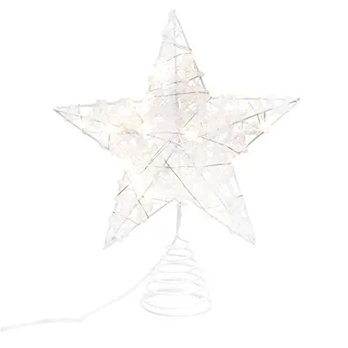Produktbild: VALICLUD 1stk Baumwipfelstern Weihnachtsbaumspitze Licht Weihnachtsspitzen Für Bäume Beleuchtete Stern-baumspitze Weihnachtsbaum Topper Weihnachtsdekoration Leuchtend Domlicht Weiß Eisen