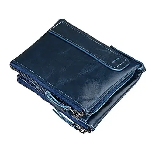 Produktbild: VALICLUD 1stück RFID-geschütztes Herren Portemonnaie Aus Leder Multifunktionale Praktische Geldbörse Mit Reißverschluss Blau Für Karten Geld Und Dokumente