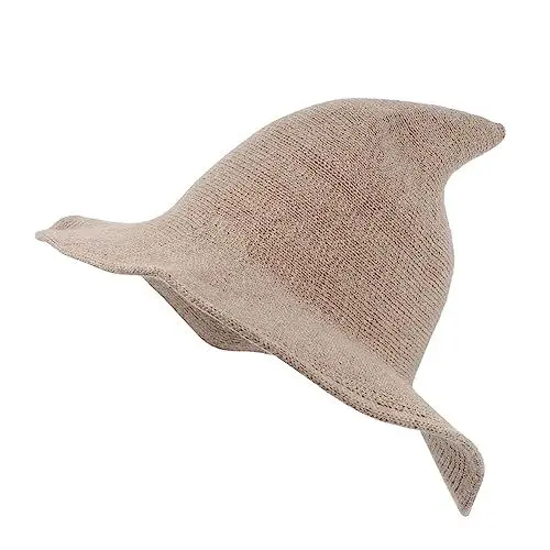 Produktbild: VALICLUD 1stk Hexen Hut Mützen Für Frauen Gestrickte Wollmütze Festlicher Party-hexenhut Weihnachtshexenhut Glockenhüte Für Damen Hexenmütze Halloween-strickmütze Böser Hexenhut Khaki Stoff