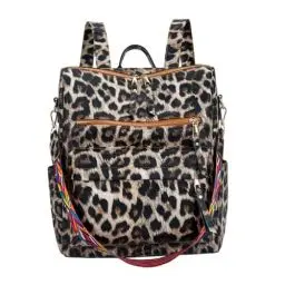Produktbild: VALICLUD 1stk Rucksack Mädchenhandtasche Geldbörse Mit Leopardenmuster Arbeitstaschen Aufbewahrung Von Handtaschen Umhängetasche Für Damen 90er Büchertasche Einstellen Beiläufig Pu Frau