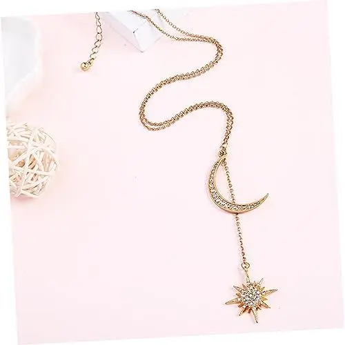 Produktbild: VALICLUD 1stk Schlüsselbeinkette Halsketten Für Frauen Strasskette Für Damen Frauen Halskette Mond-halskette Diamantanhänger Halskette Mit Strasssteinen Mondketten Für Frauen Golden
