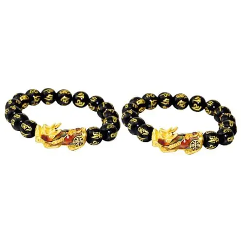 Produktbild: VALICLUD 2stücke Glücksarmband Für Verstellbares Amulett Farbwechsel-pi- Mit Goldperlen Bead-armband Für Und Glück Als Für Freund Zu Weihnachten