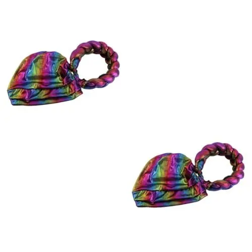 Produktbild: VALICLUD 2St Blumenkopf afrikanischer Hut leve mütze licht trauzeugengeschenke haarreife Afrikanische Turbanmütze cap Kopfbedeckungen für Frauen Turbanmütze für Polyester-Spandex