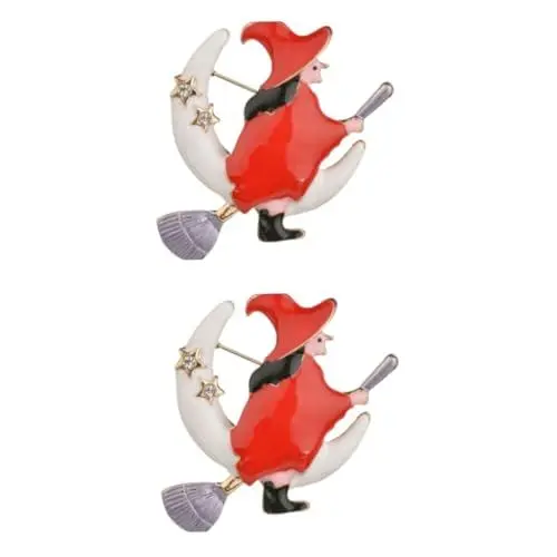 Produktbild: VALICLUD 2St Partybroschen halloween halloween assecoires Niedliche Brosche halloween goodies Hexen-Anstecknadel broch Hexenreversnadeln Halloween-Broschen fein Schmuck Fräulein
