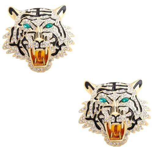 Produktbild: VALICLUD 2St Tiger Brosche Modische Halsketten für Damen im Trend Broschen für Damen trachtenbrosche tiger anhänger Anzugbrosche Halskettenanhänger Strasssteine ​​der Klasse 3a Golden