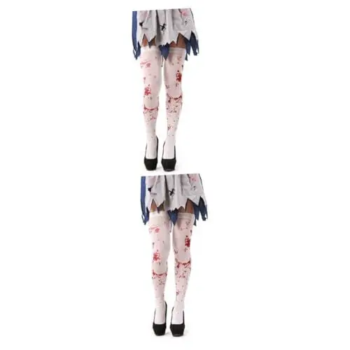 Produktbild: VALICLUD 2 Paar Halloween-Strumpf Halloween Costume Halloween Kleidung Halloween Kostuem Halloween-Strümpfe Halloween-Party-Strümpfe Cosplay blutige Strümpfe Frauen blutbefleckte Strümpfe