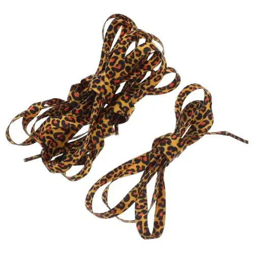 Produktbild: VALICLUD Schuhzubehör Schnürsenkel mit Leopardenmuster 2er-pack 1 Cm Breit Flach für Den Alltag und Partys