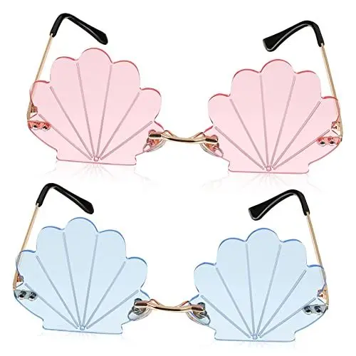 Produktbild: VALICLUD 2 Paar Sonnenbrille Strandparty-requisiten Haarreif Candy Rahmenlose Partybrille Strandbrillen Hippie-party-dekorationen Neuheit Brille Muschel Hawaii Fräulein Hülse Pc-objektiv