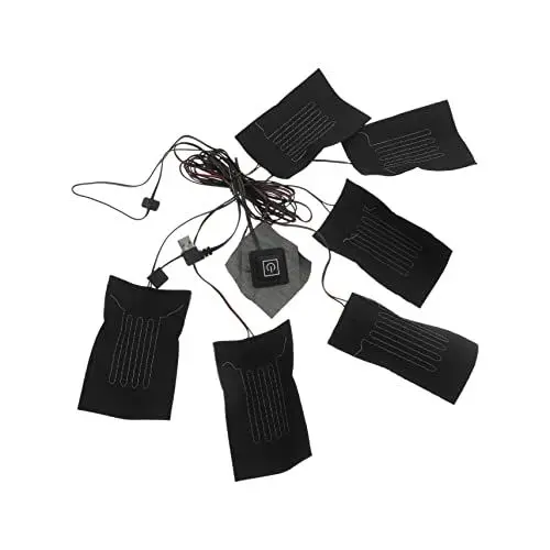 Produktbild: VALICLUD 2 Sätze Heizfolie für Kleidung Taillenwärmer USB-Heizkissen Heizgerät usb heizpad elektrisches heizkissen elektrische Wäscheheizung Kleidung elektrische Heizkissen Kohlefaser Black