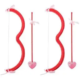 Produktbild: VALICLUD 2 Sets Amor Bogen und Pfeil Set Amor Kostüm Valentinstag Halloween Amor Requisite Cosplay Party für Herren Damen Kinder, 45X2.2CM