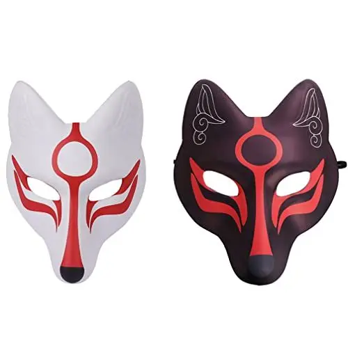 Produktbild: VALICLUD 2 Stück Fuchsmaske Japanische Maskerade Maske Auf Einem Stock Für Party Requisiten Cosplay