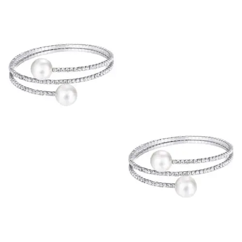 Produktbild: VALICLUD 2 Stück Handschmuck Diamantarmband Perlenarmband Strassarmband Silber