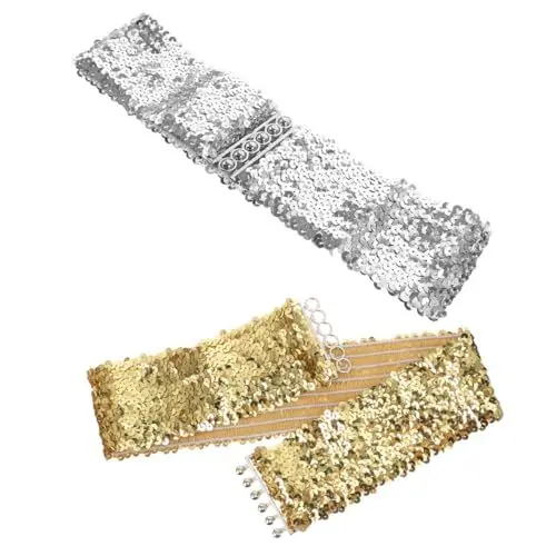 Produktbild: VALICLUD Eleganter Breiter Paillettengürtel Für Damen Dehnbares Taillenband Für Tanzgürtel Für Partys Stilvolles Event-accessoire