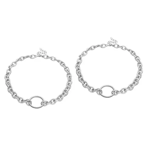 Produktbild: VALICLUD 2st Geometrische Halskette Klobige Halsketten Medaillon Aus Sterlingsilber Halsketten Für Frauen Gold Goldenes Medaillon Panzerkette Goldene Einfache Halskette Schmuckhalskette
