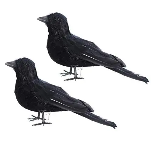 Produktbild: VALICLUD 2st Haushaltsgeräte Lebensechte Halloween Deko Krähen Halloween-krähe-Dekorationen Krähen Mit Echter Berührung Halloween Lebensecht Gefiederte Raben Vögel Plüschtier Echte Person