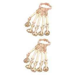 Produktbild: VALICLUD 2st Modisches -armband Modeschmuck Armbänder Skelett-handarmband Hand Armband Punk-armband Skelett Zubehör Skelett-handring Halloween-schmuck Ring Armband Metall Golden