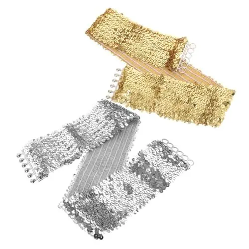 Produktbild: VALICLUD Verstellbarer Pailletten-taillengürtel Für Damen Funkelnder Tanzgürtel Breiter Elastischer Stretch-bund Modisches Kleider-accessoire