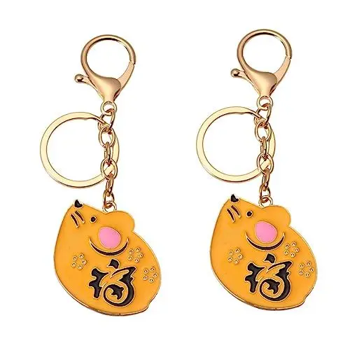 Produktbild: VALICLUD 2stücke Schlüsselanhänger Ratte Dekorativer Schlüsselring Gelb Für Männer Und Frauen Langlebig Und Stilvoll Perfektes Accessoire Für Taschen