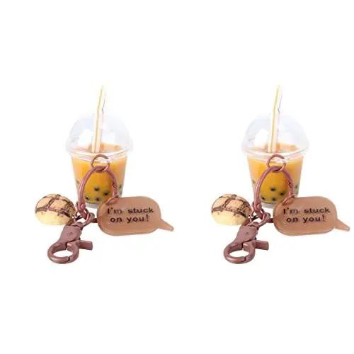 Produktbild: VALICLUD 2 Stücke Geldbörse Zurück Milch Sie Ringe Acesscory Hängende Ornamente Stecken Keychain Cartoon Tote Halter Handtasche Fall auf Anhänger Bubble Tea Ball Q-Am Kette