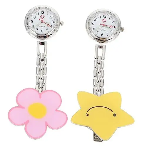 Produktbild: VALICLUD 2st Taschenuhr E-Clips Leuchtende Brustuhr Damenuhren Uhren Für Männer Hängende Reversuhr Clip-Uhr Einziehbare Uhren Schwesternuhr Mit Hängendem Revers Rostfreier Stahl