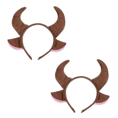 Produktbild: VALICLUD 2st Tierisches Stirnband Ochsenhorn Haarband Stier Kostüm Haar Reifen Horn Headwear Damen Stirnbänder Halloween Party Prop Stofftiere Tuch Hörner Hasenmädchen Kind