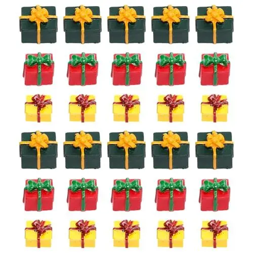 Produktbild: VALICLUD 30st Geschenkbox Aus Harz Geschenkbox-Modell Aus Harz Miniatur-weihnachtsschmuck Zum Basteln Mini-süßigkeitenbox-Ornament Kleine Geschenkbox Laserbox Weihnachten Aluminiumfolie