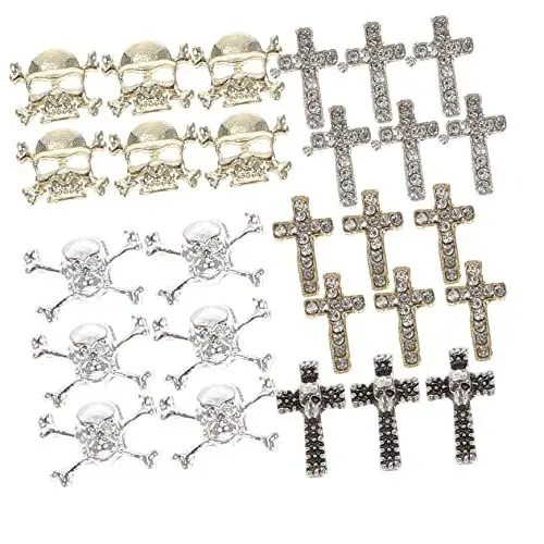 Produktbild: VALICLUD 30stücke Halloween Nagel Charms Skull Und Cross Nail Art Dekorationen Für Kreative Nageldesigns Und Schmuck Für Maniküre Und Halloween-