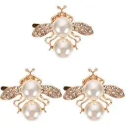 Produktbild: VALICLUD 3St Biene Dekorationsclip Schuhclips Schnürsenkelschnallen aus Metall Vintage-Accessoires Brautschuhe schuhablage Schuhschmuck Schuh Brosche Perle Kristall Pantoffel Klipp Strass