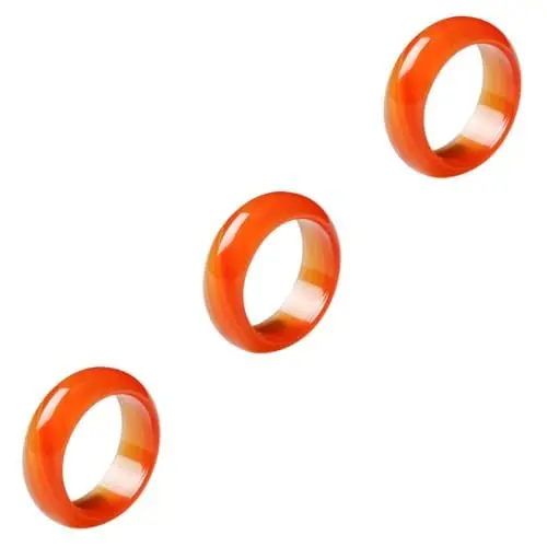 Produktbild: VALICLUD Gemstone Ring 3st -chalzedon-ring Damenringe Couple Rings Abendring Kostümring Für Freundinnen Ringe Für Frauen Achat-ring-schmuck Jo Frauen-achat-bandring Kristallbandring Rot