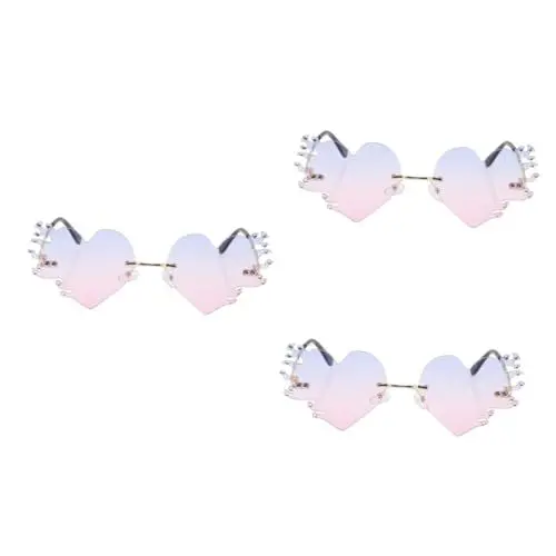 Produktbild: VALICLUD 3 Paare Flamme Sonnenbrille Rund Um Sonnenbrillen Für Herren Herren-sonnenbrille Strandsonnenbrille Disco-sonnenbrille Herrenmode Sonnenbrillen Lustig Herzförmig Mann Stk Bohren