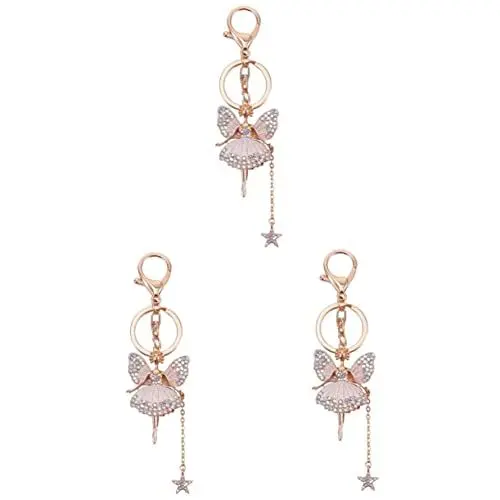 Produktbild: VALICLUD 3 Ornament Ring Zurück Weißer Anhänger Schlüsselanhänger Elegant Fee Auto Innenraum Schmetterlinge Dekoration Funkelndes Freundinnen