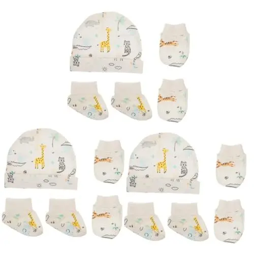 Produktbild: VALICLUD 3 Sätze Fuß Abdeckung Für Hüte Und Handschuhe Bio-fäustlinge Für Neugeborene Sommermützen Für Babys Neugeborener Hut Wintermütze Für Babys Kinderanzug Neugeborene Hüte Baumwolle