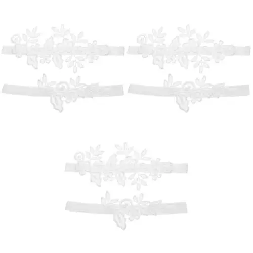 Produktbild: VALICLUD 3 Sätze Strumpfbandring Hochzeitskleid Strumpfband Schwarzes Strumpfband Schwarzer Strumpfgürtel Hochzeit Oberschenkelband Strapsen Blaues Strumpfband Hochzeit Strass Weiß Stoff