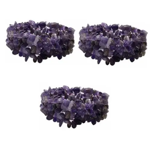 Produktbild: VALICLUD 3 Stück Kristallstein Armband Unregelmäßige Steine Stretch Armbänder Damenschmuck Edelstein Stretch Armband Edelsteinschmuck Damen Edelstein Armband Kristallstein