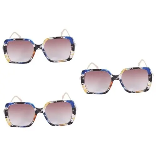 Produktbild: VALICLUD 3 Stück Perlenbrille Perlensonnenbrille Quadratischer Rahmen Sonnenbrille Damensonnenbrille Sommerbrille Outdoor Sonnenbrille Damensonnenbrille Europäisch Und Blau