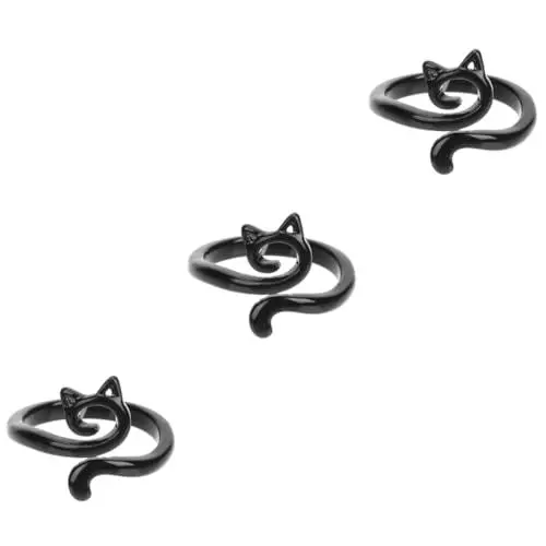 Produktbild: VALICLUD 3 Stück Ringe Katzenschmuck Weiblicher Ring Schmuck Metallring Fingerring Kleiner Ring Modischer Ring Öffnungsring Legierung Schwarz