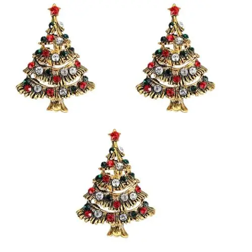 Produktbild: VALICLUD 3st Brustnadel Brosche Weihnachts-strass-brosche Weihnachtskranz Brosche Strasssteine Weihnachtsabzeichen Pin Krippennadel Weihnachtsbaum-brosche Weihnachtsbrosche Mehrfarbig