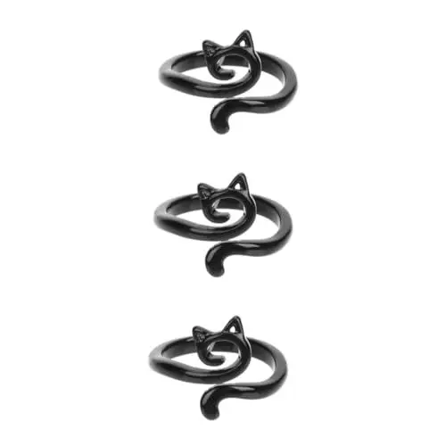 Produktbild: VALICLUD 3st Katzenring Tiere Fingerringe Kleine Ringe Coole Ringe Für Frauen Kleiner Ring Frauen Verstellbare Ringe Damen Fingerring Personalisierte Ringe Für Frauen Black Legierung