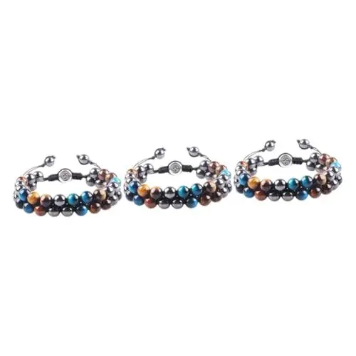 Produktbild: VALICLUD 3st Tigerauge Achat Armband Geflochtener Schmuck Mann Armband Universeller Stein Handgefertigte Armbänder Handdekor Karneol Armband Polyester Männer Und Frauen Yoga-zubehör Perlen