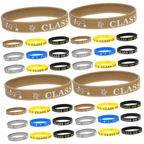 Produktbild: VALICLUD Silikonabschluss 4 Sätze Abschlussfeier Armband Handgelenkband Kombinationen Handkette Dekorierte Armbänder Abschlussarmband Armbänder Der Klasse 2024 Themenbezogenes Armband Der 12 Stück * 4