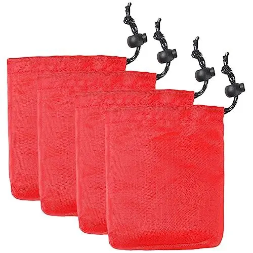 Produktbild: VALICLUD 4 Stück Camping-Taschen Outdoor Tasche Handtasche Umweltfreundliche Tasche tragbare Aufbewahrungstasche Beutel mit Kordelzug Stoffbeutel Hängetaschen-Organizer Polyester rot
